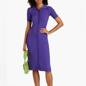 Remain by Birger Christensen Purple Button Up Stretchy Dress